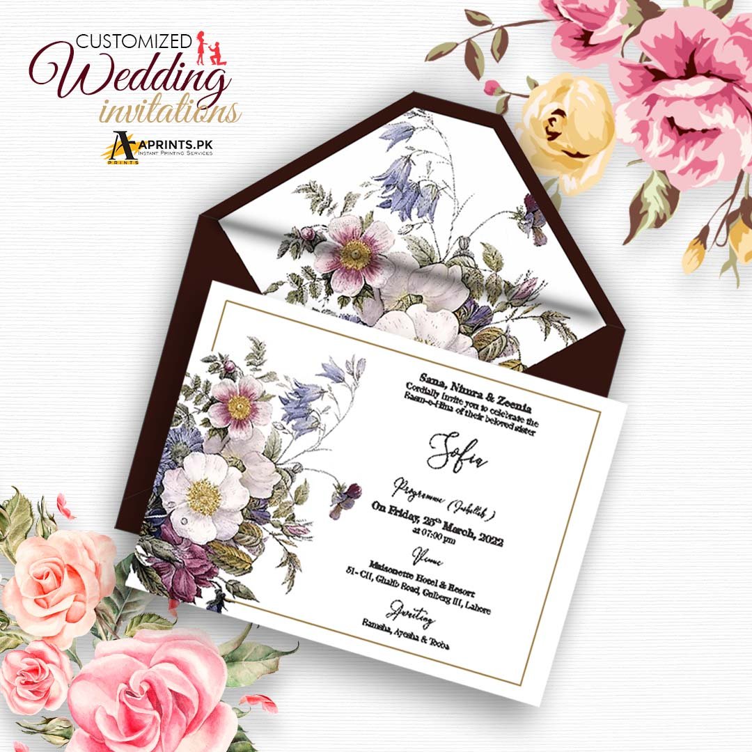 1 Dark Brown Floral Themed Wedding Card - Image 1