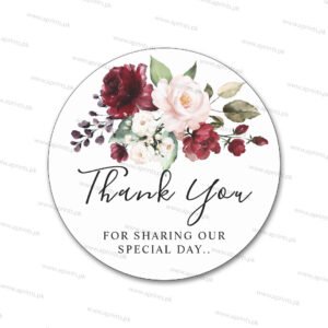 Thankyou Maroon Floral Sticker