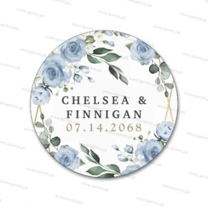 Bluish Floral Wedding Stickers